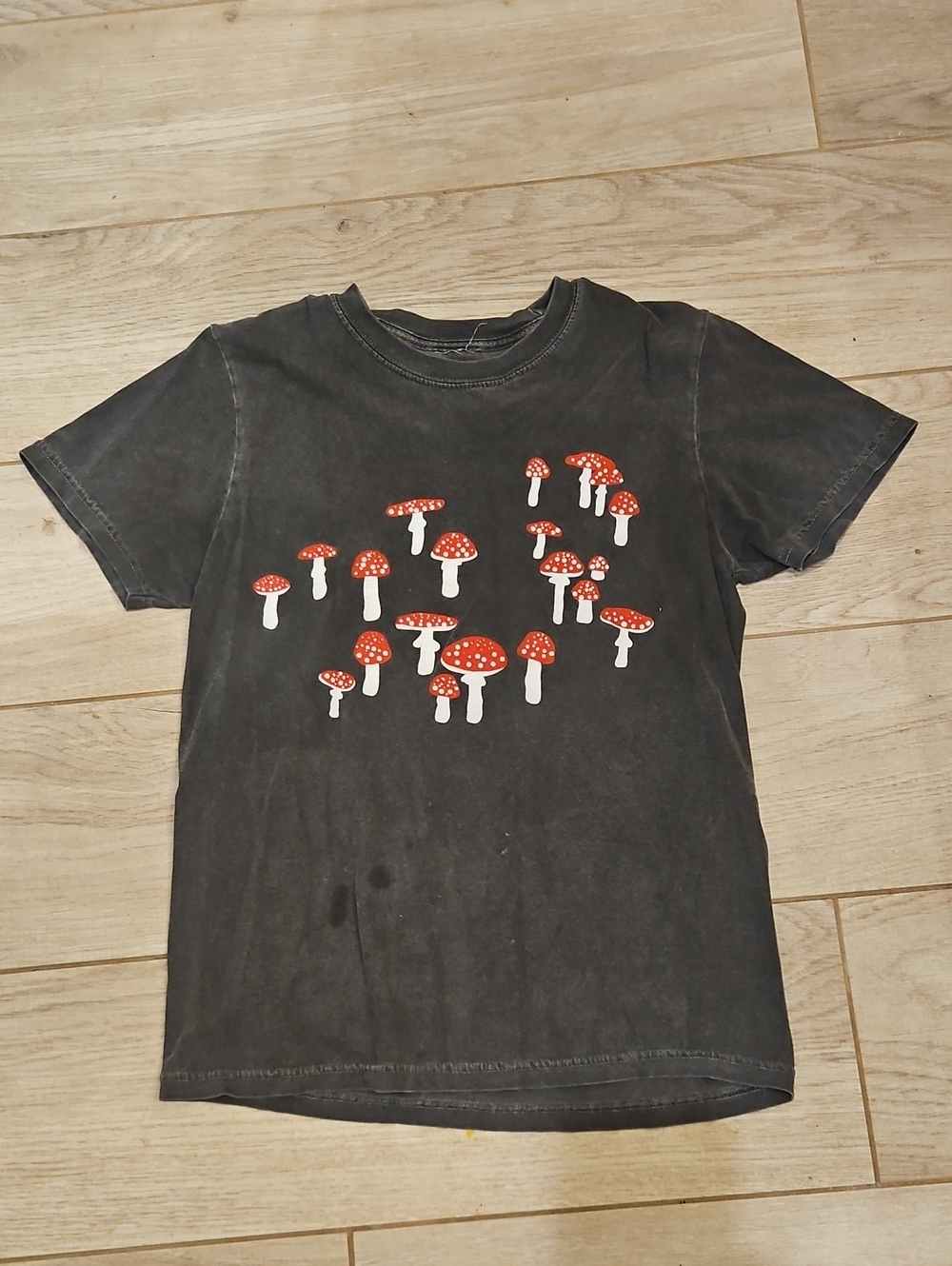 Arrow Black Tee with Red & White Mushroom Print
